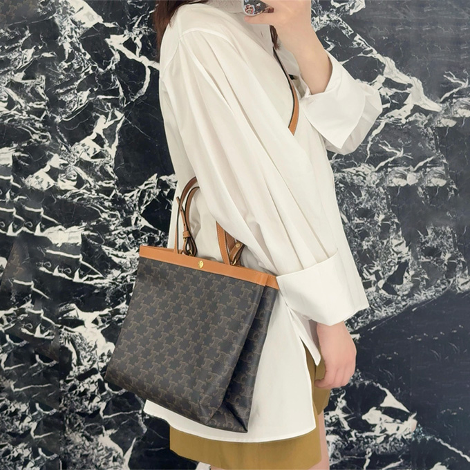 9a+quality celine square cabas small triomphe print tote bag